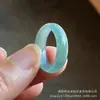 Anillo de jade azul hielo natural de grado A, anillo de jade, anillo redondo, anillo de cola para hombre y mujer, anillo para parejas