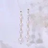 Brincos Longos de Pérola Estilo Exquisito Feminino, Brincos de Nicho, Brincos Simples e Versáteis, Brincos de Luxo Leve e de Alta Qualidade