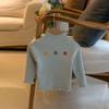 [En stock] Suéter de cuello bajo para niñas de otoño e invierno, camisa de punto con solapa coreana para niñas.