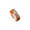 Anillo Abierto Elegante y Sofisticado con Patrón Tallado Tótems para Hombres, Venta Caliente Transfronteriza Anillo de Moda Retro Magnético de Cobre Rojo