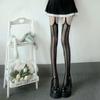 Meias Arrancão Sexy de Rede com Tira Peixe Spice Girls Jk Renda Abertas Meia-calça Grátis Meias Finas de Seda Listradas Pretas para Mulheres