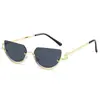 Gafas de Sol Europeas con Montura de Metal Protección UV Ojo de Gato Gafas de Alta Gama Bloqueo de Luz Exteriores Unisex