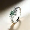 Anillos Transfronterizos de Nuevo Estilo de Piedra Musgo Verde y Ágata Acuática para Mujer, Anillos Sencillos y de Moda de Nicho Creativo con Temática de Comida Dulce al por Mayor