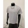 Playera Cleanfit Gris Cuello Pequeño Hombre Verano Americana Manga Corta Boxy Costuras Pesadas Media Manga