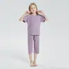 Pijama de Verano Fino para Niños, Conjunto sin Costuras de Manga Corta para Niños Pequeños y Medianos, Ropa de Dormir Modal para Niños, Ropa de Aire Acondicionado para Niñas