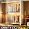 Armario de acero para dormitorio, uso doméstico, armario de puerta corredera, modelo popular nuevo, armario metálico colgante ensamblado, armario de almacenamiento de ropa