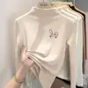 Ropa interior térmica para niñas de otoño e invierno, camiseta térmica de forro polar de doble cara, camiseta de manga larga, camisa de otoño de cuello semi-alto para niñas pequeñas