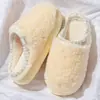Chinelos de Pelúcia de Algodão Simples Femininos Outono Inverno Sola Grossa Silenciosos Antiderrapantes Roupa de Casa Não Desabam Quentes Chinelos de Pele com Pelúcia Adicional