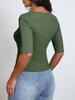 Tops de Primavera para Mujer Transfronterizos Sexy Ajustados Cortos que Muestran el Ombligo Ropa Exterior de Seda de Leche Camisa de Manga Corta para Capas Interiores
