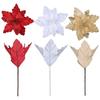 Hong Kong Amor Navidad Flor Venta al por Mayor Pétalos Plisados Creativos Polvo Dorado Simulación Flor de Navidad Adornos para Árbol de Navidad Accesorios