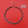 Estilo hip-hop exagerado ins europeo y americano cadena de cuerda de cuero cadena para clavícula collar de titanio con baño de oro de 18 quilates para mujer P884