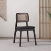 Cadeira de Jantar com Encosto Sólido de Madeira para Casa Cor de Madeira Original Cadeira de Rattan Vento Silencioso Meio Antigo Casa de Hóspedes Rattan de Lazer Cadeira Carman de Rattan