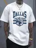 2025 Nuevo Estilo Europeo y Americano Dallas Football Estampado Moda Camiseta Patrón Holgada y Cómoda