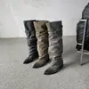 Botas retro de caña ancha y pierna recta con hebilla de cuero, estilo británico 2026, punta fina, Chelsea, cuero suave, tacón grueso, plisadas, botas de moda