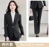 Chaqueta Blazer de Lana Corta Engrosada para Otoño e Invierno para Mujer Tacto de Alta Gama Conjunto de Pantalones de Traje de Manga Larga Micro-Campana Atuendo Profesional