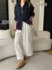 Camisa de Manga Larga de Algodón Holgada con Cuello Campana a Rayas de Bloques de Color Retro de Alta Inteligencia Estilo Nuevo Primavera Temprana Sinan Sn8627