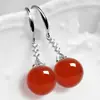 Pendientes Elegantes para Mujer, Pendientes de Calcedonia Imitación Jade Verde, Nuevos Pendientes Largos de Jade Verde de Moda, Pendientes de Piedras Preciosas Antialérgicos