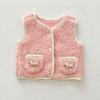 Traje Novo para Bebê Menina de Inverno Estilo Ocidental Colete Bebê Top Lã de Cordeiro Espessa Colete Cardigan Versátil