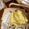 Nova Camiseta Listrada de Bebê com Manga Longa para Meninas Estilo Outono/Inverno 2025 Roupa de Baixo para Bebês Top Estiloso com Desenho