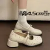 Zapatos Mary Jane de Estilo Francés con Pala Baja para Mujer, Nuevo Modelo Primavera 2026, Adecuados para Combinar con Vestidos, Zapatos Pequeños de Piel con Tacones Gruesos Altos