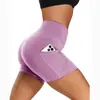 Shorts de yoga de verano de tiro alto para mujer, que levantan los glúteos, color sólido, con diseño de tres bolsillos, disponibles para venta al por mayor y en stock