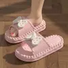 Pantuflas de Lazo para Mujer Verano Uso Exterior 2024 Nuevas para el Hogar Interior Suela Gruesa Baño Antideslizantes Sensación Suave y Esponjosa Pantuflas Frescas