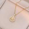 Collar Elegante Casual Moda Femenina Nuevo Corazón Zircón Diseño Nicho Acero Titanio Cadena Clavícula Collar de Moda Joyería