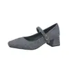 Zapatos Mary Jane para Mujer Tacón Grueso Zapatos Franceses de una Sola Pieza 2026 Nueva Superficie de Tela Mary Jane Zapatos Pequeños de Cuero Nuevos Zapatos de Primavera de una Sola Pieza Mujer