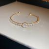 Pulsera Geométrica Abierta Incrustada con Diamantes, Lujo Ligero, Gama Alta, Pulsera de Moda Personalizada, Elegante, Simple y Versátil para Mujer