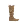 Versión de Piel de Vaca Aumento de Altura Interior Botas de Caballero para Mujer Botas Largas Plegadas Melard Hebilla de Cinturón de Dos Vías Botas Altas Botas de Tacón Western