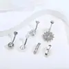 Set de Seis Piezas de Anillos para Ombligo Transfronterizos en Stock del Fabricante, Varios Estilos Europeos y Americanos, Joyería para Piercing Corporal con Colgante de Circonita