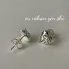 Pendientes de Corazón con Lazo de Plata de Ley S925 Ouni para Mujer Diseño de Nicho Dulce Estilo Ins Pendientes Versátiles Pendientes