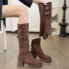 Um Sapato, Duas Formas de Usar, Botas Curtas de Camurça Destacáveis para Mulheres, Salto Grosso Retrô, Solado Grosso, Calças de Cano Alto, Botas Longas, Novo Estilo 2024