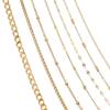 Cadena de clavícula de acero inoxidable de alto color chapada en oro al vacío, cadena cruzada con clip, cadena de cuentas, joyería de cadena simple hecha a mano DIY