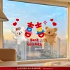 Adesivos Eletrostáticos de Casamento Pelúcia 5D Personagem Dupla Felicidade Decoração de Vidro de Janela Adesivos Especiais para Janela Suprimentos de Casamento Decoração de Quarto de Casamento