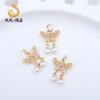 Colgante Grande de Oro de 14K Borla de Mariposa Collar de Perlas Pulsera Colgante Pequeño Accesorios de Material Electrochapado