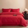 Juego de Cuatro Piezas Jacquard de Lujo Ligero Estilo Chino para Boda, Sábana Roja Brillante, Funda Nórdica, Colcha de Boda Nueva, Cama de Boda, Ropa de Cama de Boda