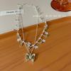 Nuevo Collar de Borlas Apiladas de Doble Capa de Mariposa de Cristal Moda para Mujer Collar Versátil de Alta Gama Accesorios Elegantes de Lujo Ligero