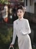 Nuevo Chal 2024 Primavera y Verano Encaje Compuesto Cheongsam Largo Nuevo Estilo Chino Vestido Largo de Manga Larga para Niña Alta Calidad
