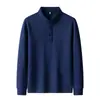 Camisa Polo de Color Sólido para Primavera y Otoño, Unisex, Manga Larga, Casual, Deportiva, Sencilla, Transpirable, Versátil y Elegante