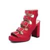 Nuevas Sandalias de Boca de Pez de Caña Alta Hebilla de Cinturón Retro Sandalias de Zapato Romano Suela Gruesa Tacones Altos Gruesos 40-47 Zapatos de Exportación