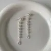 Pendientes largos de borla de circonita con perla colgante estilo retro, simples, elegantes, dulces, de alta calidad, versátiles para mujer