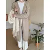 Cárdigan de Punto para Mujer 2025 Otoño Nuevo Estilo Vintage Holgado Casual de Longitud Media Abrigo Suéter