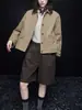 Chaqueta de Trabajo Corta Color Caqui para Mujer Otoño 2025 Nueva Holgada Casual Simple Versátil Sensación de Alta Gama