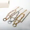 Pulsera Circular Clásica Europea y Americana Moda Viento Simple Chapado 18K Cadena Rectangular Brillante Pulsera Geométrica de Acero de Titanio Exportación