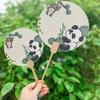 Pintura Estilo Chino Panda Impresión Abanico Terminado Abanico Redondo Celebridad de Internet Abanico de Laca Atracción Turística de Verano Abanico de Laca