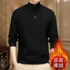 2025 Nova Camiseta Masculina de Veludo Dupla Face com Gola Alta e Manga Longa Moda Tendência Versátil Pulôver Sudadera para Homem