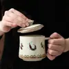 Dunhuang Bailarinas Apsaras Taza de Té de Cerámica con Tapa Taza de Oficina Taza de Té de Alta Calidad para Uso Personal