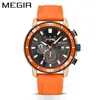 Reloj MEGIR para hombre con esfera grande, cronógrafo multifuncional, superventas transfronterizo, calendario, impermeable, luminoso, correa de silicona