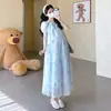 Vestido de Maternidad de Moda Verano 2026 Elegante Holgado Bordado de Manga Larga Corta